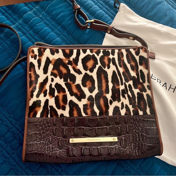 Brahmin Leopard Print and Brown Crossbody Bag in Excellent Used Condition! - Picture 3 of 11